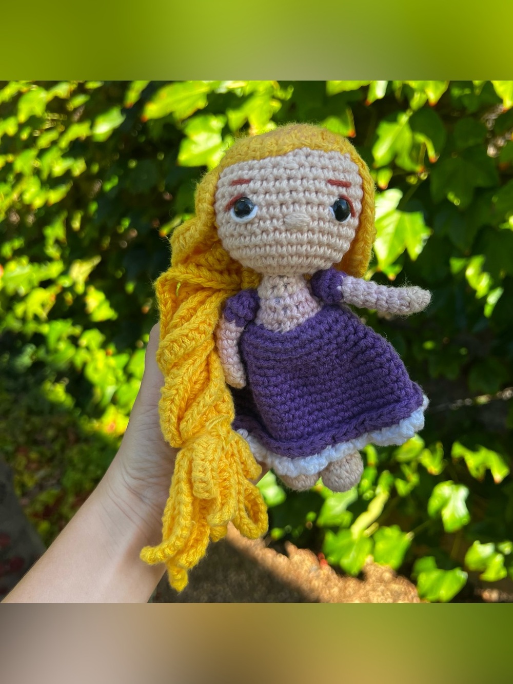 Hand Crochet Princess Repunzel Doll Plush Tangled 6" Tall